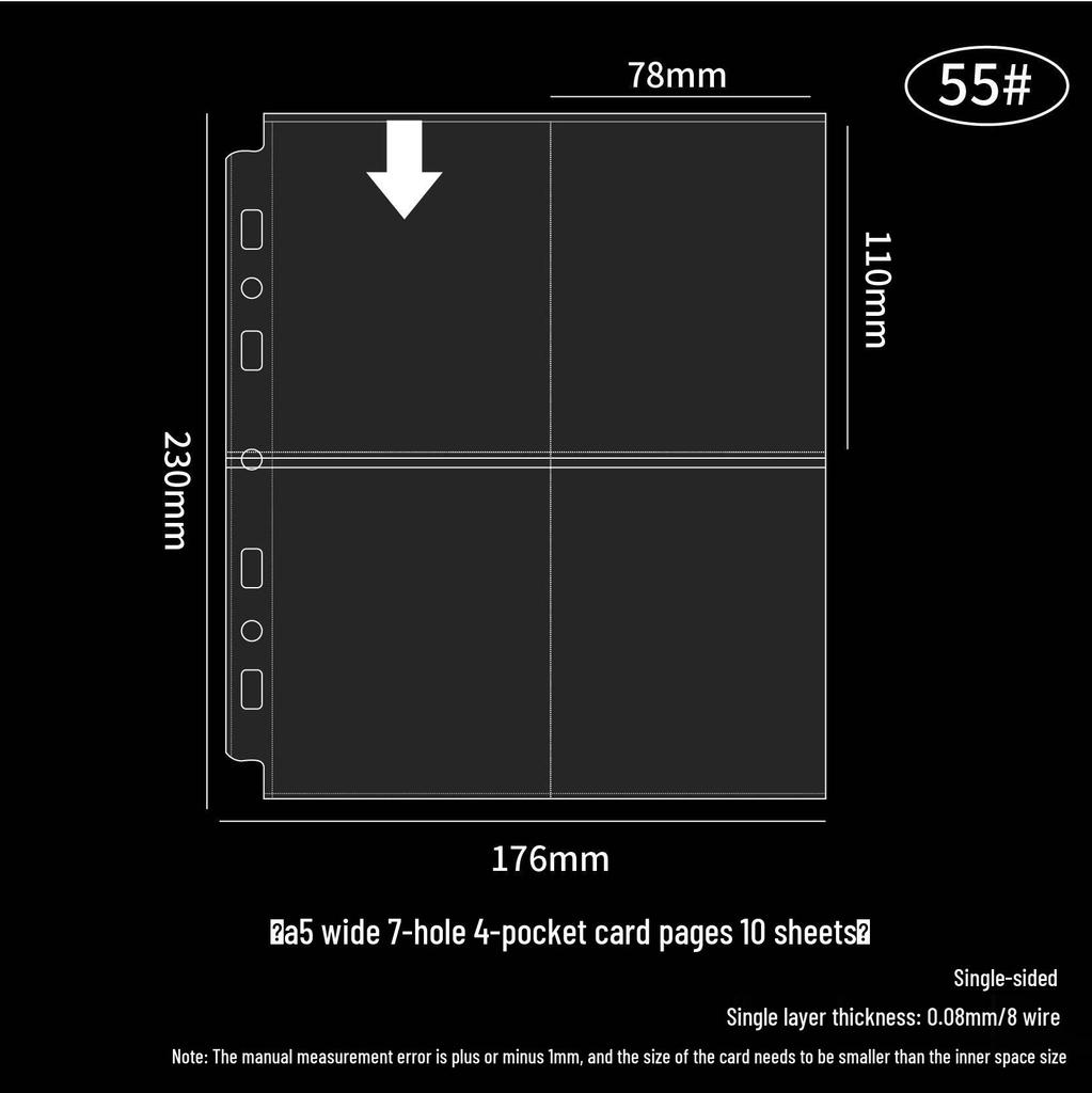 Transparent Card Album Inner Pages for A4/A5/A6/A7 Binders - Nine & Four Pocket Star Fandom Card Storage Refills