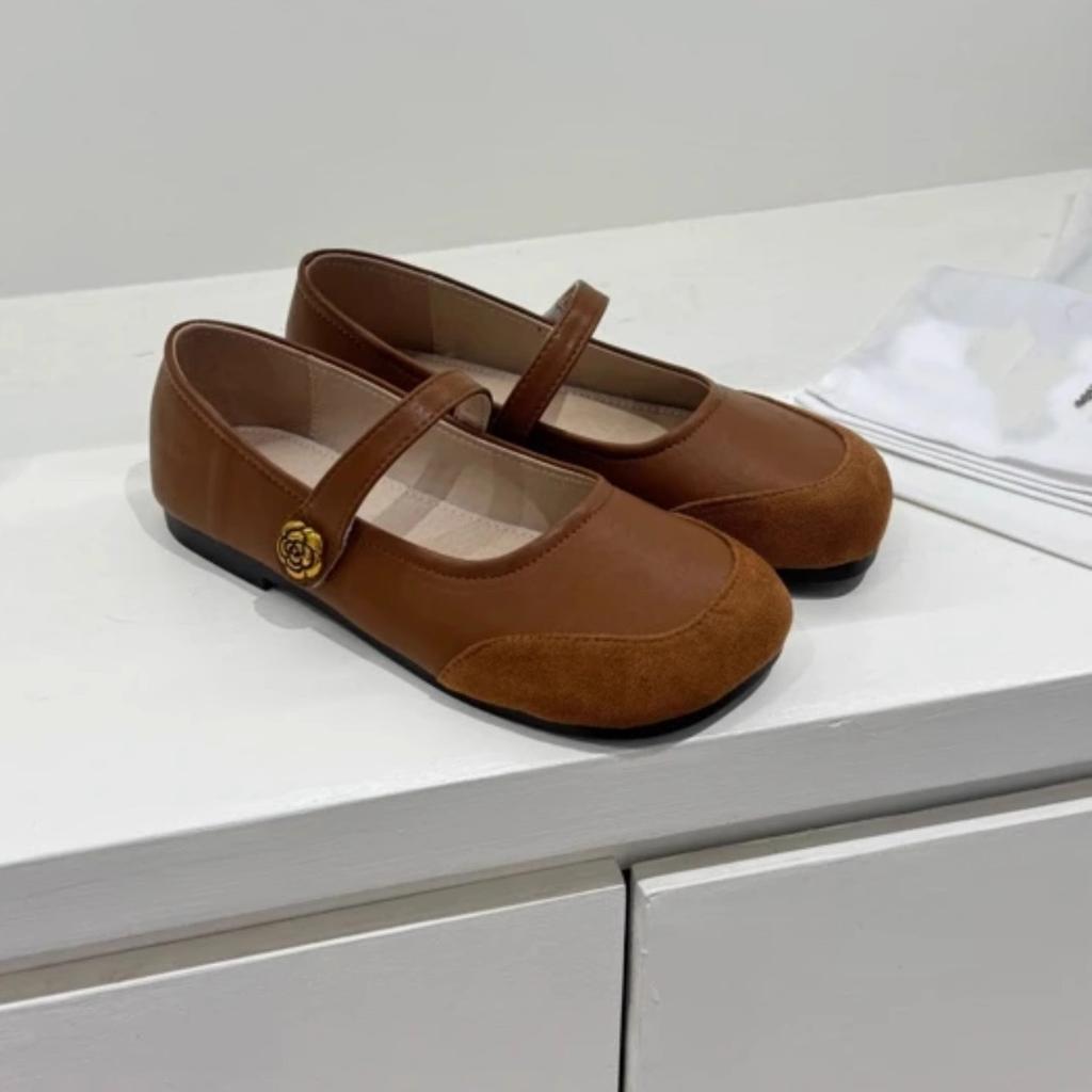 Camellia Small Shoes, New Soft Sole, Mango Head, Versatile Summer Women's Shoes, Beanie Shoes, Round Toe, Slimming Mary Jane Shoes