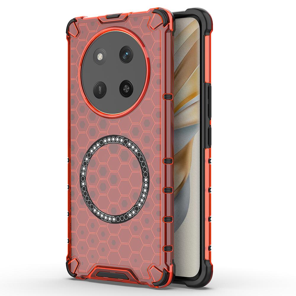 

For Honor Magic7 Lite 5G/X9c 5G/X60 Pro 5G Magnetic Case Honeycomb Design TPU + PC Phone Cover C