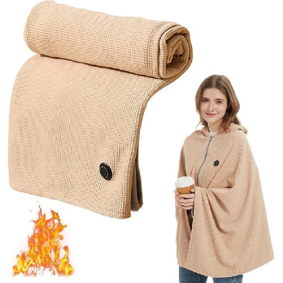 

Портативные согревающие шали для зимы, уютная USB-шаль с 3 уровнями нагрева, плед, носимый плед для дома, отдыха, поездок в машине дубильная кора