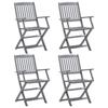 Day and Night - Day and Night Folding Garden Chairs 4 Units Solid Acacia Wood