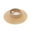 Trendy Empty Top Round Sun Hat for Women Wide Brim Breathable Straw Hat Versatile Hand Weaving Beach Cap Summer
