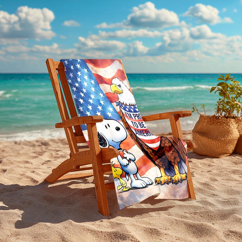 1pc American Pride Snoopy Friends Cartoon Quick Dry Microfiber Bath Towel for Swimming Surfing Camping Unisex Holiday. SJT7201198