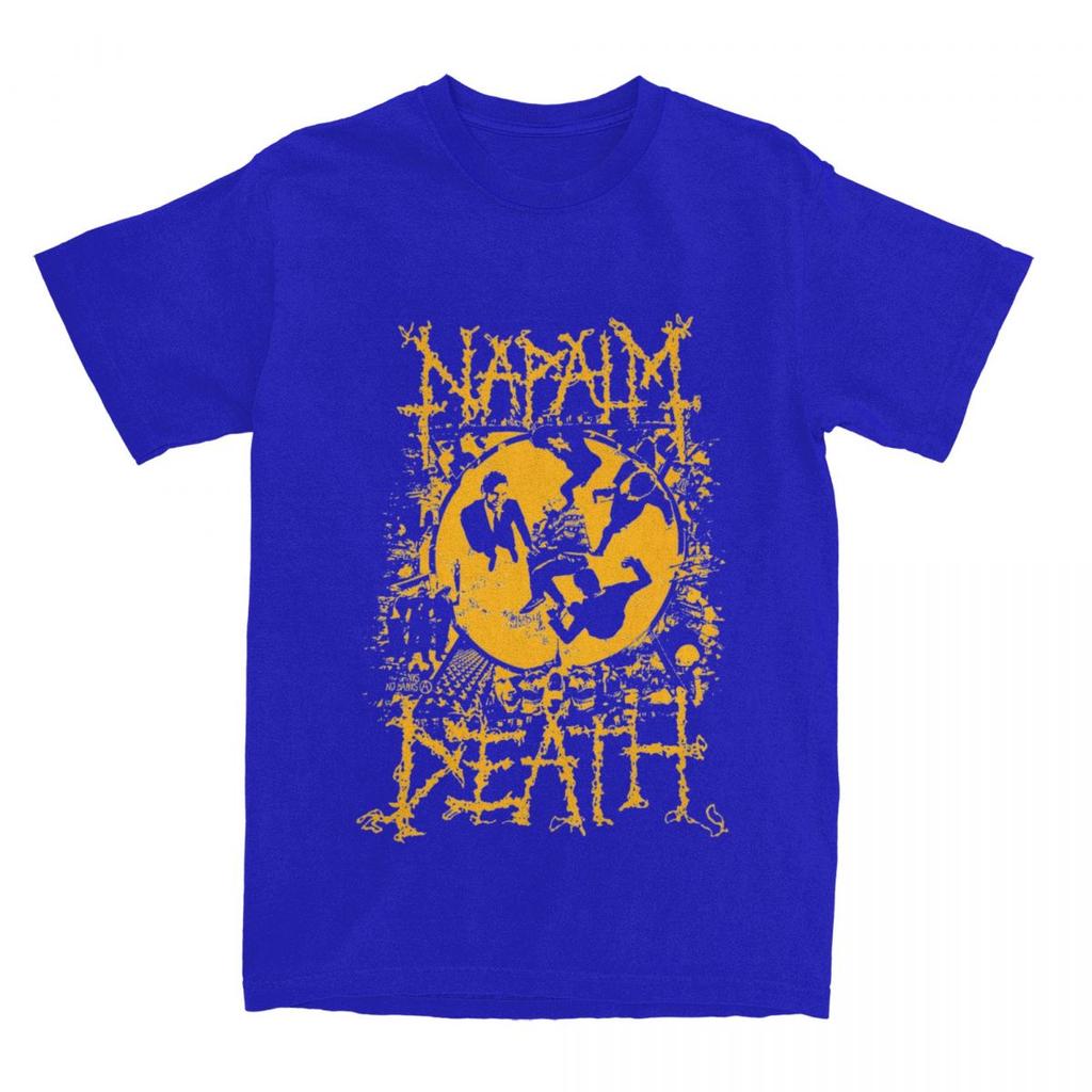 Herr Dam Napalm Death Musikband T-shirt Death Metal 100% Bomull Toppar Fantastisk Kortärmad Rundhalsad T-shirt Stor Storlek Skjorta