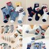 Boys Mid-Calf Socks With Cartoon Construction Vehicle Print Breathable Cotton Blend Kids Ages 9M-13Y