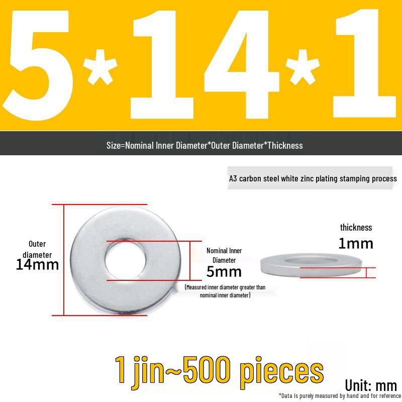 Extra Large Galvanized Metal Flat Washer - Thickened Round Screw Washer M6-M16