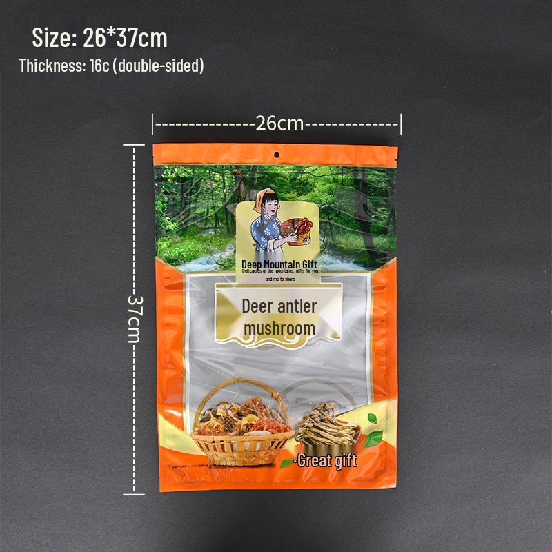 Velvet Antler Mushroom Gift Bag: 250g Self-Sealing Local Specialty, 1lb Edible Mushroom Bag