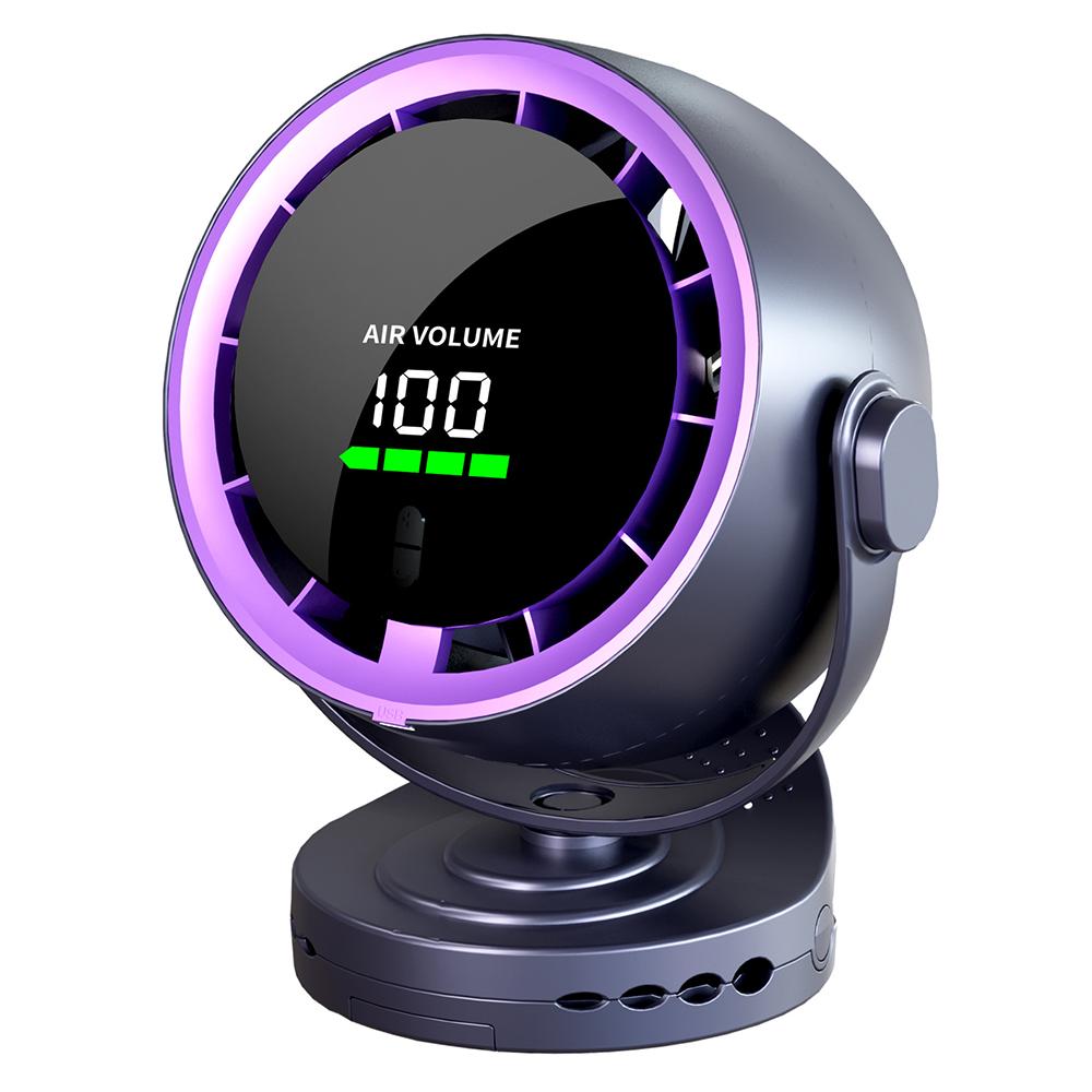 

Desk Mini Fan with Clamp Digital Display Wall-Mount Cooling Fan Turbo High-Speed Circulating 100-Speed Adjustable Purple