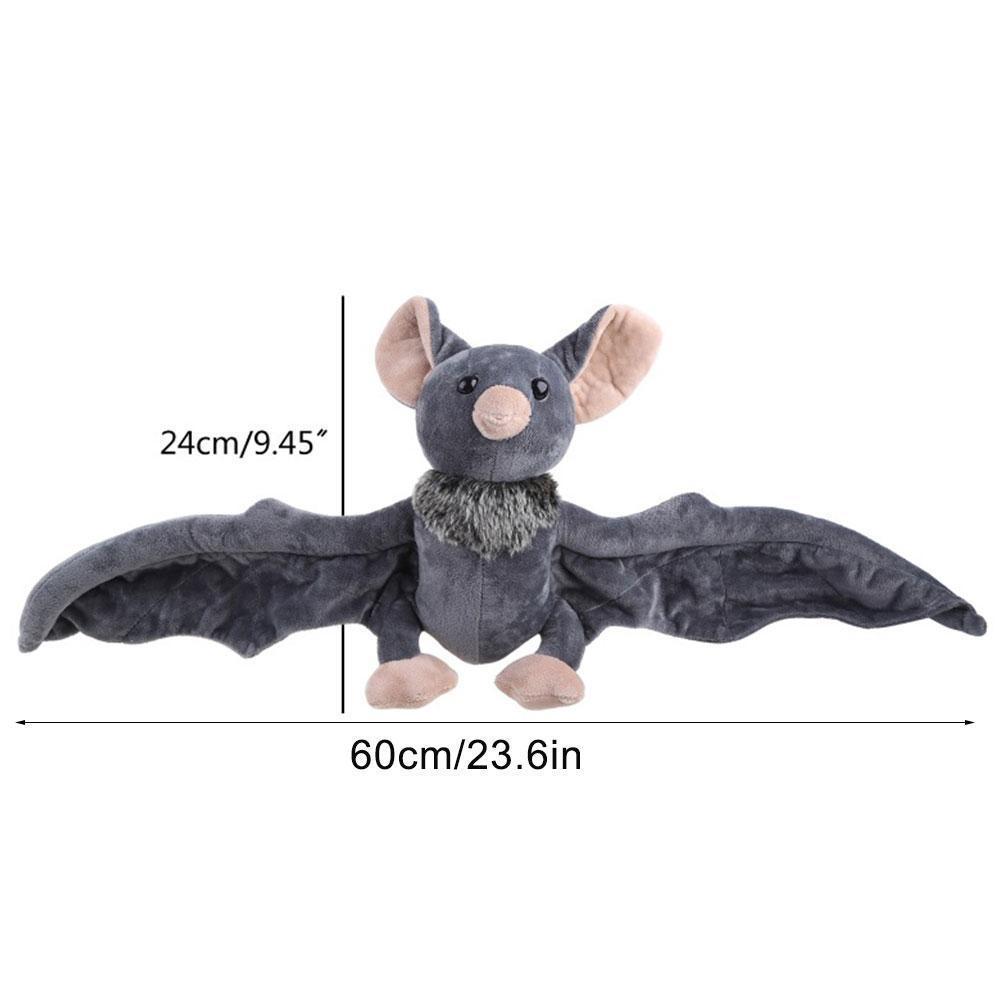 Vivid Stuffed Bat Doll Plush Throw Pillow with Realistic Foldable Wing Seat Cushion Kawaii Halloween Xmas Ornament Bat Dolls