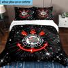 3pcs Sport Club Football Crest Printed Bedding Set Duvet Cover Closure Includes 1 Duvet Cover & 2 Pillowcases Bedding Sets Home Decor Gifts