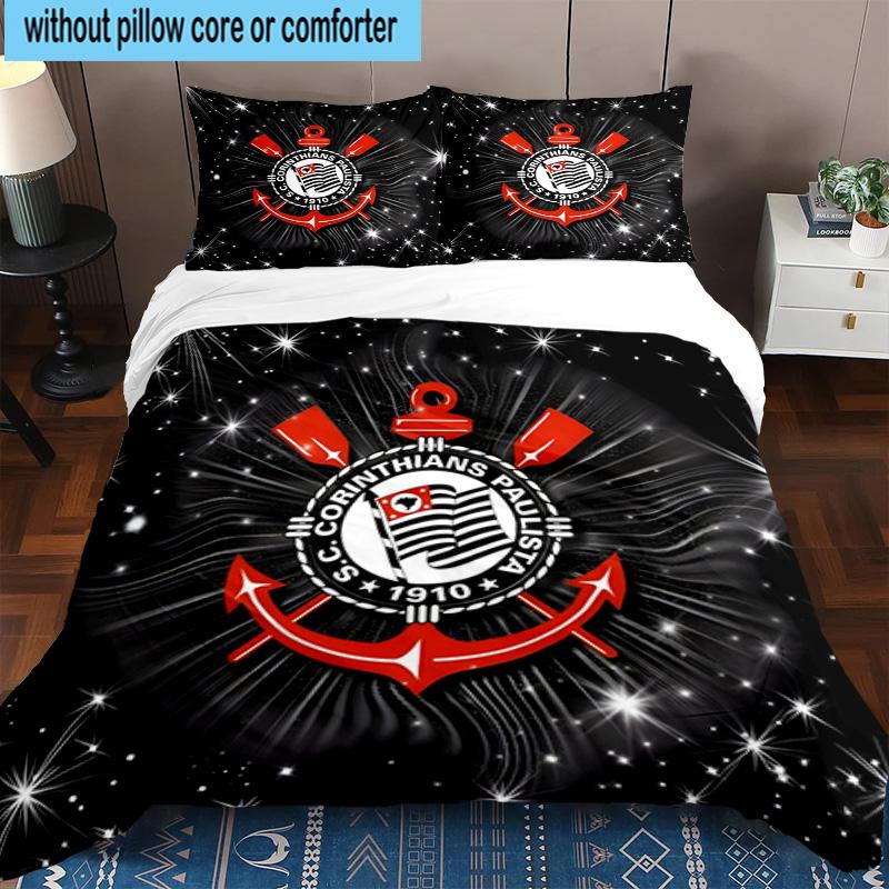 3pcs Sport Club Football Crest Printed Bedding Set Duvet Cover Closure Includes 1 Duvet Cover & 2 Pillowcases Bedding Sets Home Decor Gifts