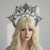 Faux Pearl Inlaid Baroque Tiara Headband Gold Plated Goddess Headpiece Photography Props