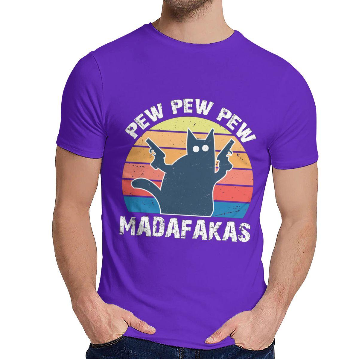 

Футболка Black Cat Pew Pew Madafakas, тонкая стильная футболка с круглым вырезом и мультяшным принтом La Camiseta XL