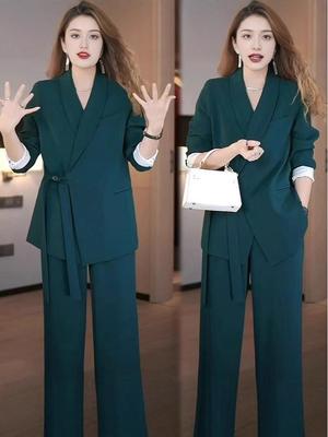 Spring & Autumn Plus Size Loose Wide-Leg Pants Two-Piece Suit for Women