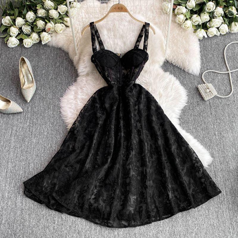 

2025 Summer New Arrival Cute Youth-Looking Romantic Sexy Tube Top Strappy Dress Female Fancy Super Fairy Female Dress Black S