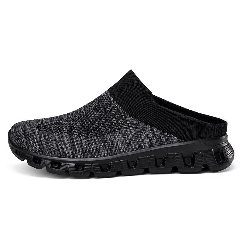 Men Knitting Half Slipper Slip-on Casual Shoe Couples Breathable Platform Sneakers Comfortable Outdoor Slippers