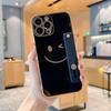 Electroplated side smiley face with bracket, suitable for Apple 16/17promax mobile phone case iPhone14/15 anti-drop cover