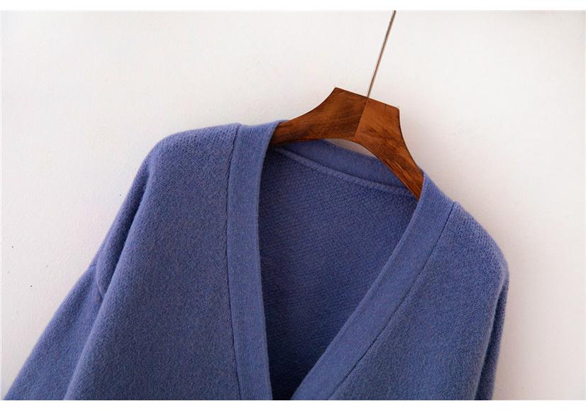 Women's Solid Color V-Neck Knit Cardigan for Spring and Autumn