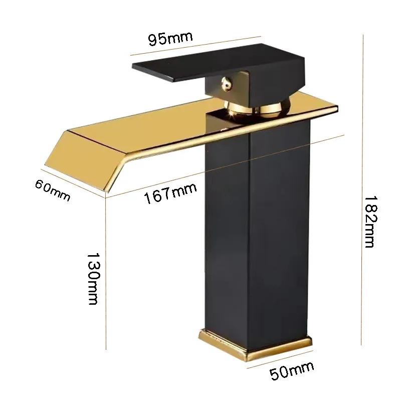 

Tuqiu Gold and Black Смеситель для ванной комнаты Водопадный кран Смеситель для раковины Смеситель для раковины Смеситель для горячей и холодной воды