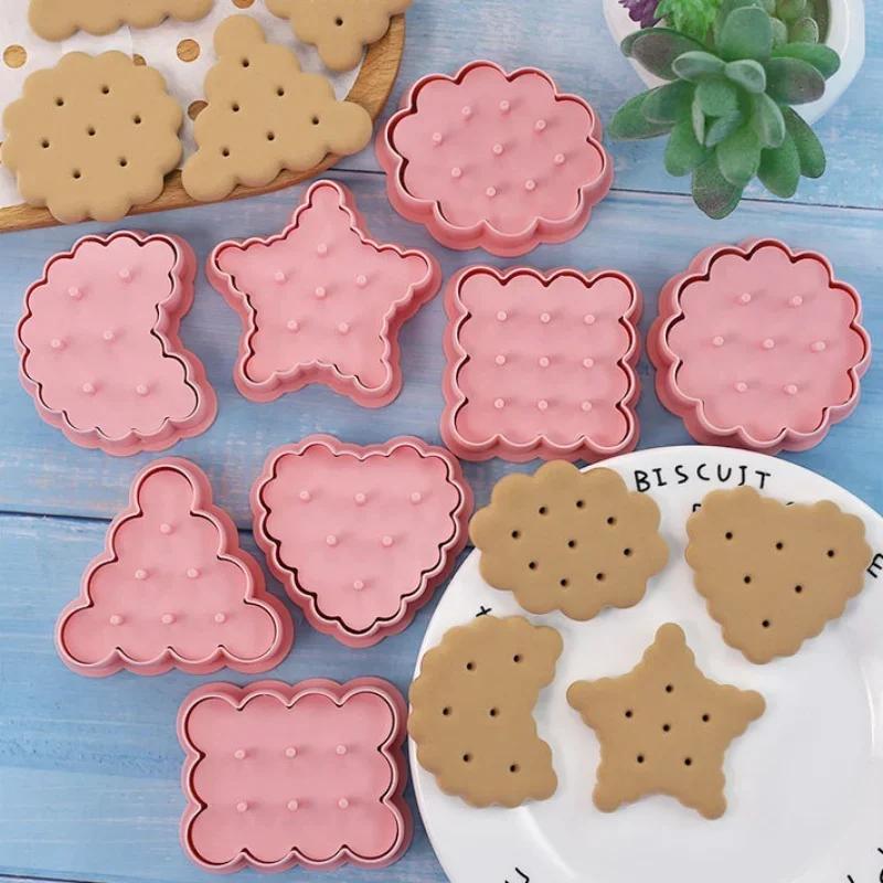 16pcs Classic Retro Waffle Cookie Molds Set Includes Cookies Cutters Confectionery Stamp Practical Baking Pastry Bakeware Tools