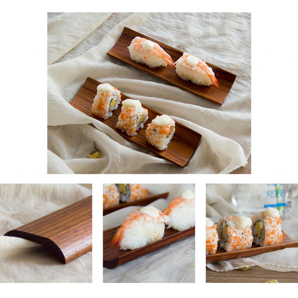 Wood for Home Tray Wooden Oblong Dumplings Sushi Serving Salad Bread Plate Kitchen