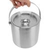 Edelstahl Eisbehälter Doppelschichtig Wein Champagner Bierfass mit Griff für Bar Party 2L 15.5x15.7cm 6.1x6.2in