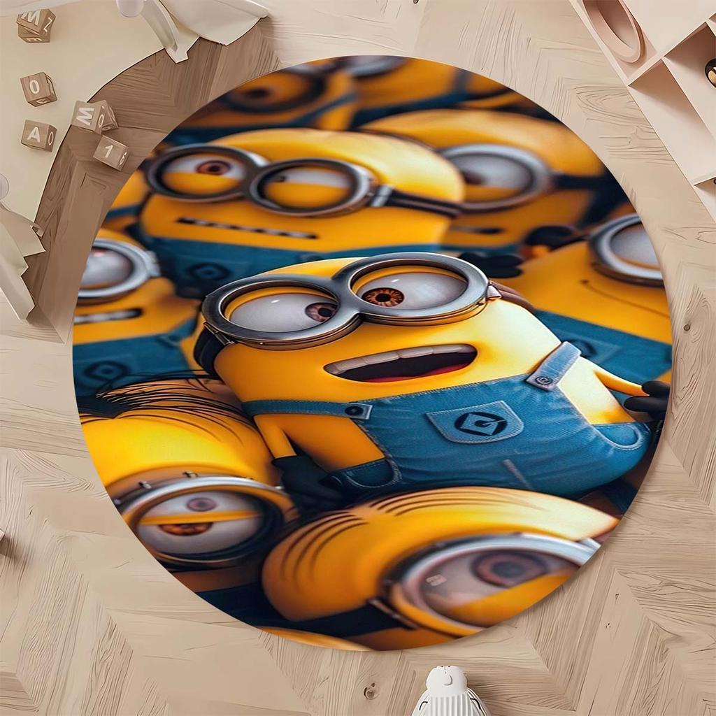 Classic Minions Circular Rug Lovely Character Pattern Round Floor Mat For Children Bedroom Living Room Home Decorative Carpet
