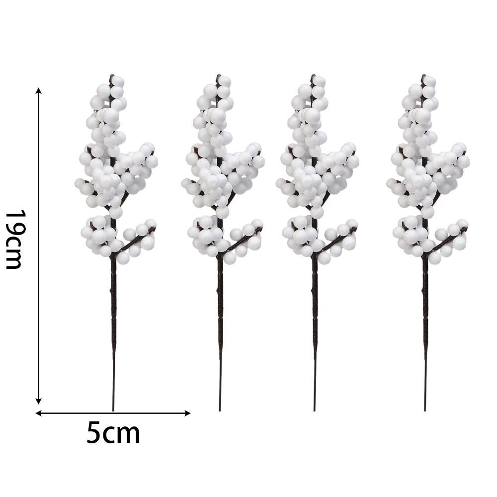 

4 Styles White Berry Picks Multiple Heads Holly Berries Stems Branches for Christmas Wedding Winter Decoration Xmas Ornaments 4PCS