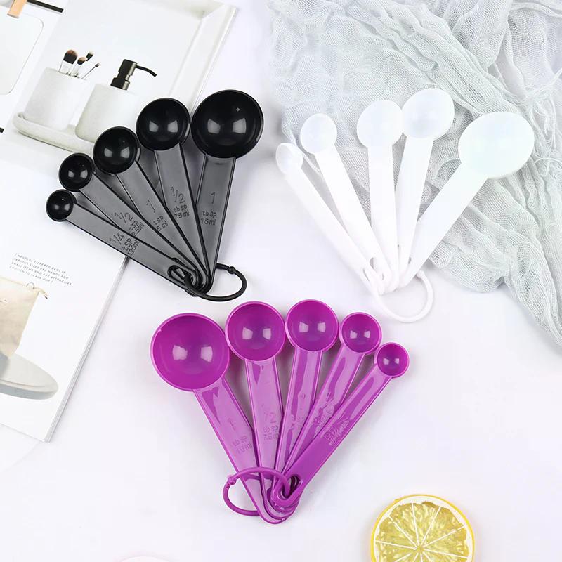 5Pcs Baking Cooking Tools Plastic Measuring Spoon Measuring Ladle With Scale