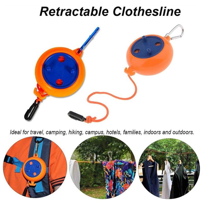 8M Clothesline Laundry Drying Rope Retractable Clothesline Outdoor Washing Drying Line with 20 Windproof Clothespins 10 Stoppers