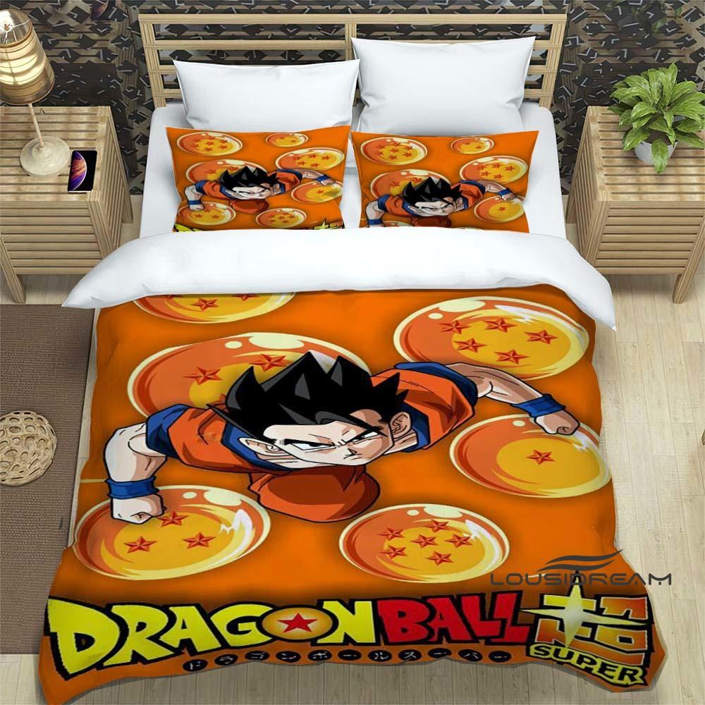 3D Dragon Ball Cartoon Bedding Set (3 Pieces) – Includes Duvet Cover and Pillowcases. Soft and Comfortable.