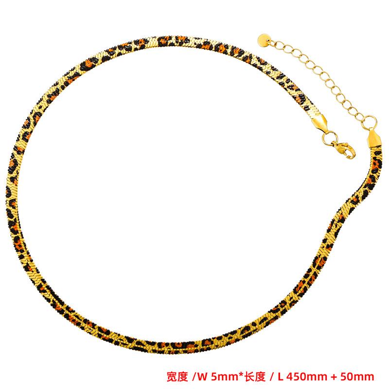 5Mm Stainless Steel Snake Blade Chain Bracelet Necklace Personalized Hip Hop Leopard Print Jewelry Set Vl588-589