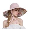 Sun Protection Hat For Women With Leaf Pattern Summer Wide Brim Cap For Beach And Outdoor Activities