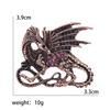 Enamel Dragon Brooches for Women Unisex Rhinestone Necklace Flying Dragon Pins Banquet Party Backpack Gifts Jewelry Accessories
