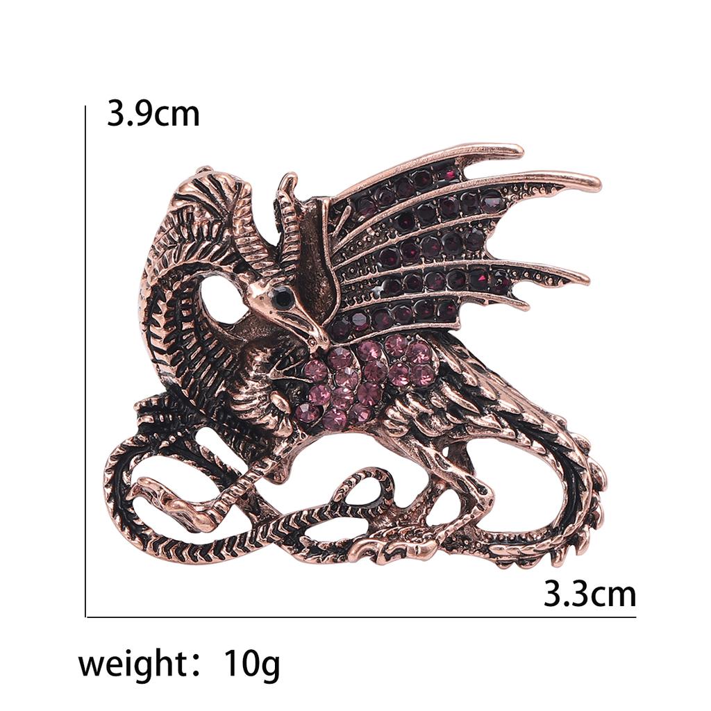 Enamel Dragon Brooches for Women Unisex Rhinestone Necklace Flying Dragon Pins Banquet Party Backpack Gifts Jewelry Accessories