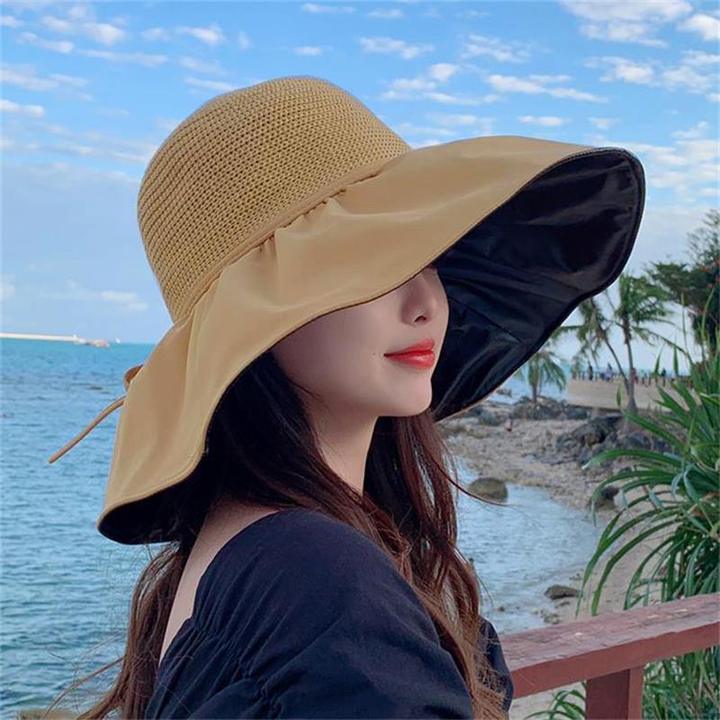 Black Vinyl Fisherman Hat With Wide Brim For Sun Protection Outdoor Summer Fashion Ladies