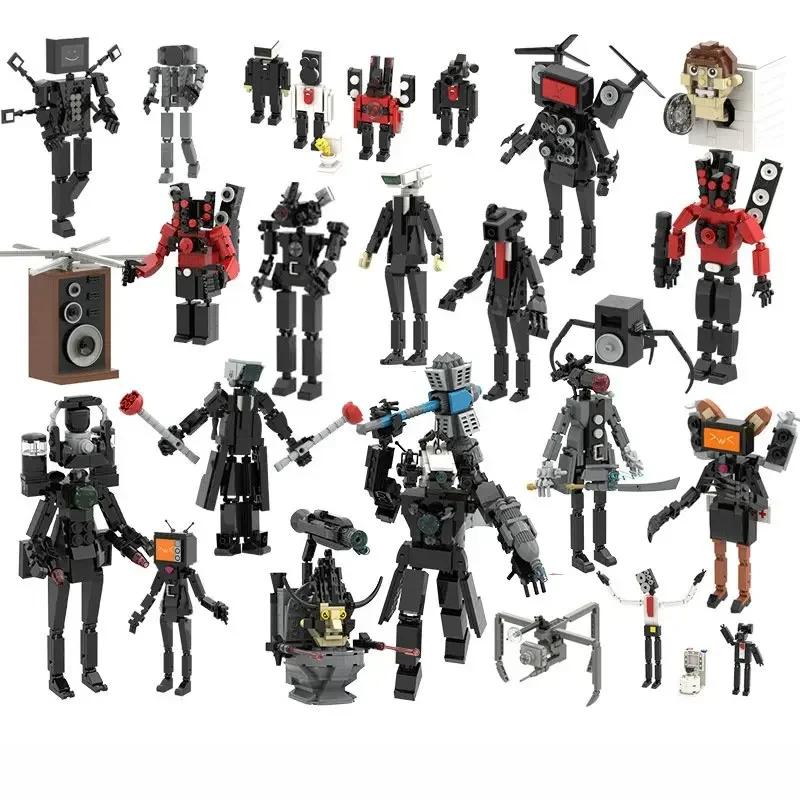 Skibidi Toilet Titan TV Man Speakerman Horror Game Bosses Camara Building Block Cartoon Doll Model Kids Birthday Halloween Gift