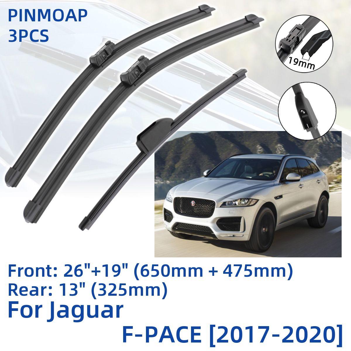 

3PCS для Jaguar F-PACE 2017-2020 26 +19 +13 Передние задние щетки стеклоочистителя Лобовое стекло Лобовое стекло Аксессуары для резки окон 2017 2018 2019 2020