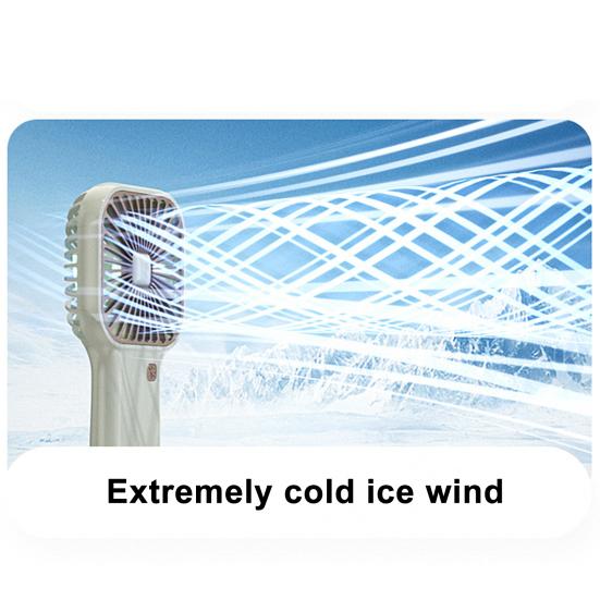 Portable Handheld Fan with Ice Cooling 6 Gear Wind Mini Personal Fans with Detachable Base Lightweight Rechargeable Fan for Office Travel Camping