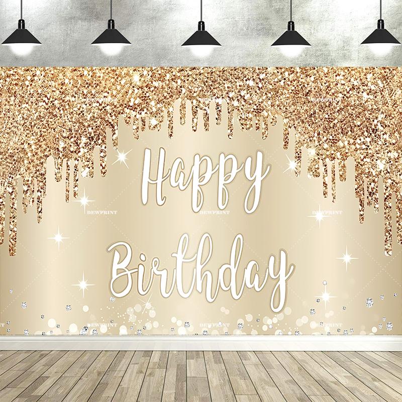 Black and gold themed adult birthday party banner background, sparkling balloon children s birthday party photography background Vinyl 100X75cm