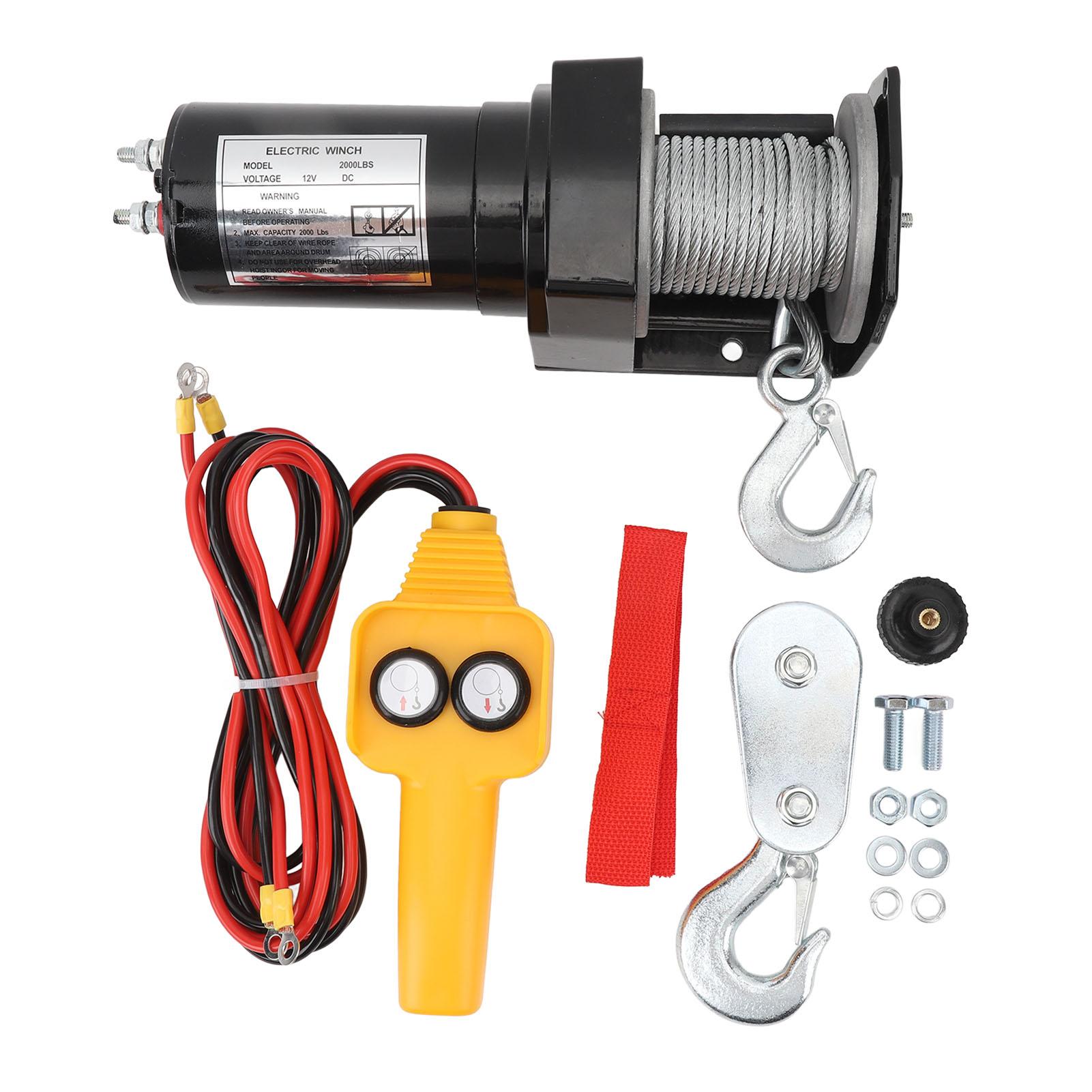 Aimo Dc12v 2000Lbs Electric Winch With Remote Control Versatile Efficient Use Towing Trailer Winch For Atv Utv