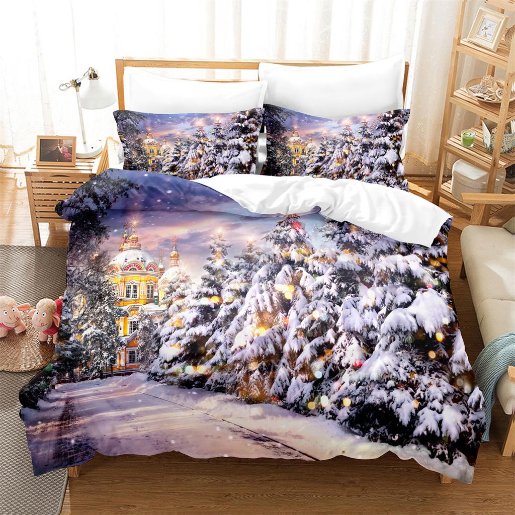Christmas Snowman Bedding Set Duvet Cover Holiday King Quilt Cover Christmas Decorative Children'S Bedroom Hotel Duvet Cover Set