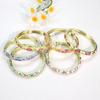 Vintage Court-Style Cloisonné Enamel Floral Open Cuff Bracelet for Women - Light Luxury Chinese Alloy Jewelry
