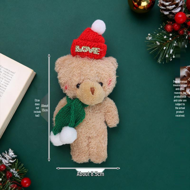 Christmas Blush Bear Plush Keyring with Scarf - Cute One-Piece Bag Charm Toy Gift