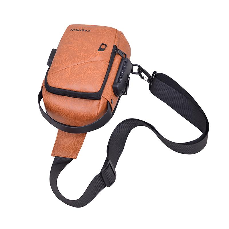 Men's Chest Bag Combination Lock Anti-Theft Crossbody Bag Outdoor Commuter Large Capacity Shoulder Bag