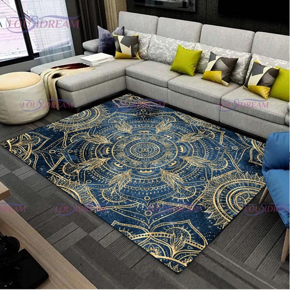 Golden Sun and Moon Carpet Entrance Door Floor Mat Abstract Geometric Optical Doormat Non-slip Floor Mat Living Room Decor Rug