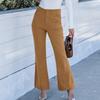 Corduroy Pants For Women Flare High Waisted Fall Winter Elastic Waist Stretchy Work Casual Trendy Wide Leg Pants