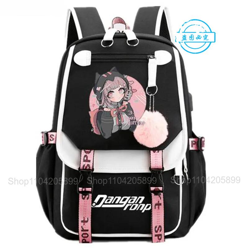 Danganronpa Rugzak Anime Mochila Schooltas Student USB Poort Reistassen Laptop Casual Grote Schoudertas Cadeau 12 inches