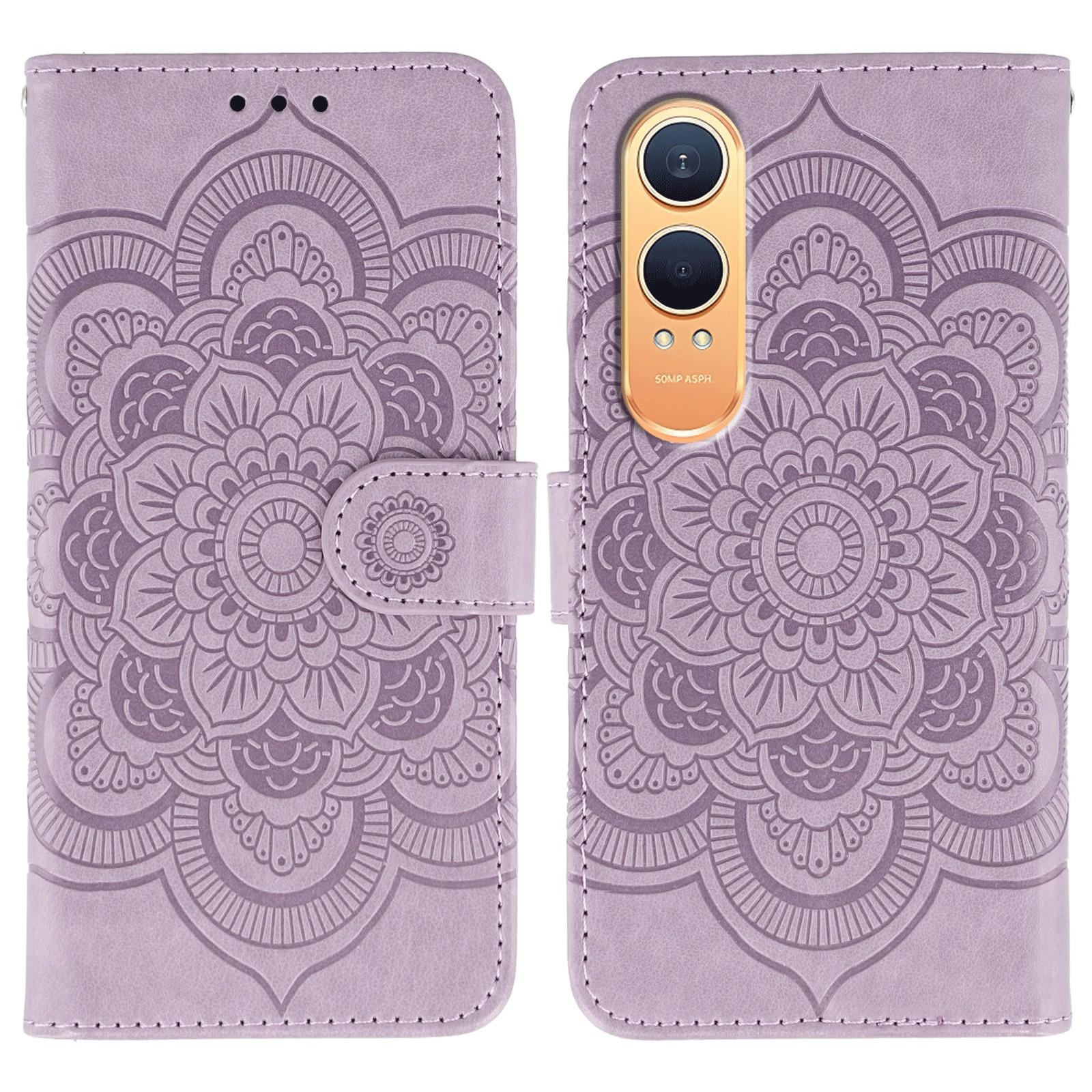 

For OnePlus Nord CE4 Lite 5G Case PU Leather Mandala Imprinted Design Wallet Phone Cover Purple