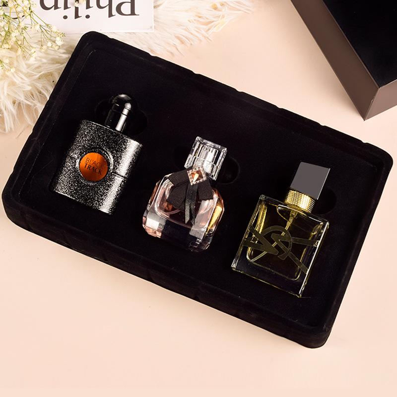Set de Regalo de Perfume para Mujer Set de 3 Piezas: Fragancia Duradera, Revierte el Cabello Negro, Fresco y Natural